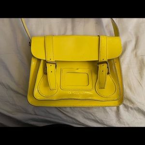 BRIGHT YELLOW DISCONTINUED PATENT LEATHER 13” SATCHEL